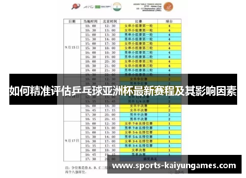如何精准评估乒乓球亚洲杯最新赛程及其影响因素